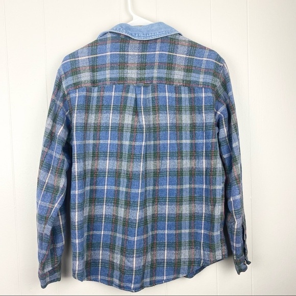 Vintage | Plaid Long Sleeve Top with Denim Collar - Picture 4 of 4